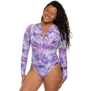NWT Jolyn Surf Swimsuit One Piece Long Sleeve Paloma Purple Revolve Medium